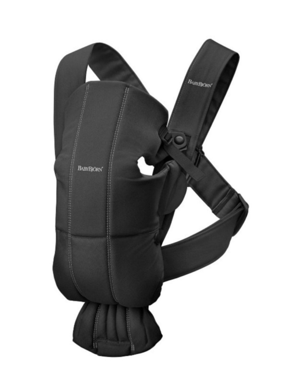 Mini Carrier in Black with White Stitching